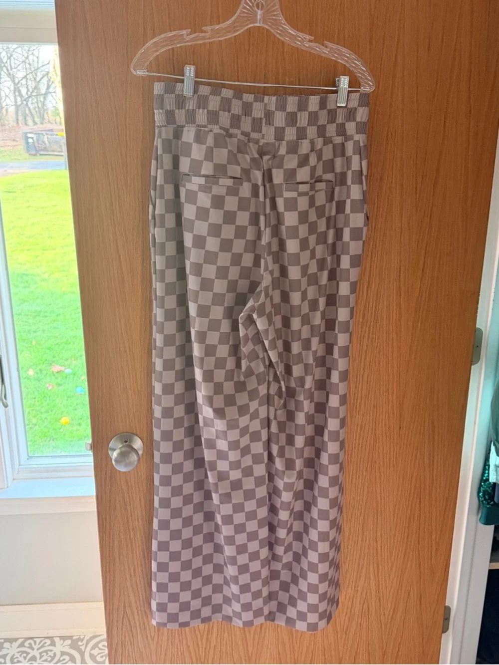Albion Checkerboard Lounge Pants in Taupe and Cream - Picture 2 of 3
